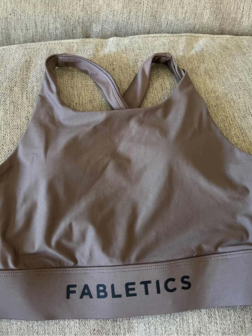 Fabletics Taupe Crossback Sports Bra